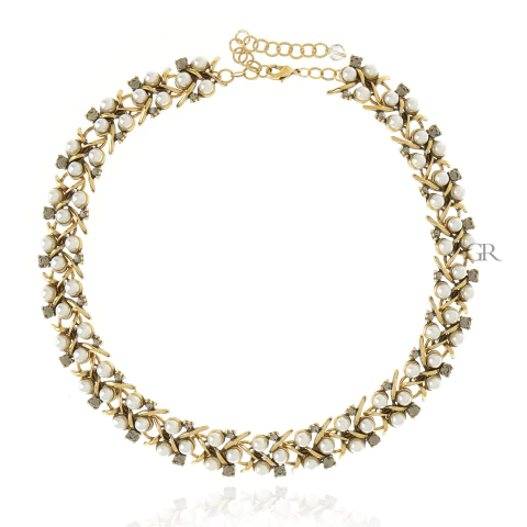 Colar Pérolas e Cristais Ouro Vintage | Nino Bran - comprar online