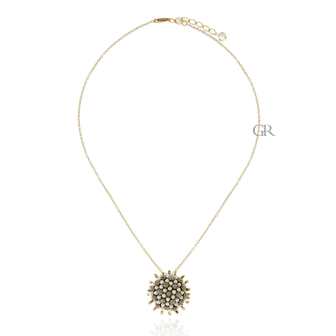 Colar Delicado Pingente em Pérolas e Cristais Ouro Vintage | Nino Bran - comprar online