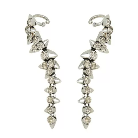 Brinco Maxi Cuff Strass Sementes Prata Boho | Hector Albertazzi