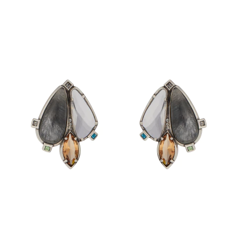 Brinco Cristais e Quartzo Cinza La Doce Vita Prata Velho | Camila Klein - comprar online