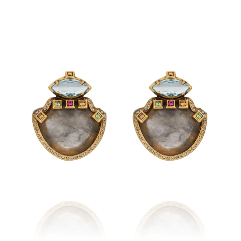 Brinco Cristais e Pedra Natural La Doce Vita Ouro Velho | Camila Klein - comprar online