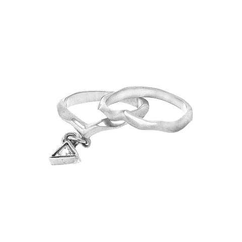 KIT ALIANÇA CRISTAL TRILÁTERO ROTA DA SEDA - EVA prata velha | Camila Klein