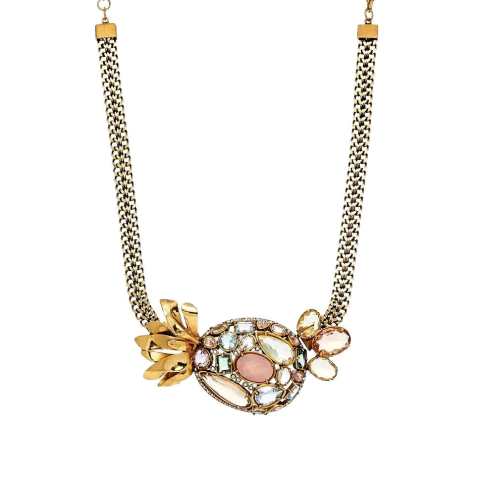 Colar Com Pedra Natural Jade The Crown Piña Ouro Velho | Camila Klein