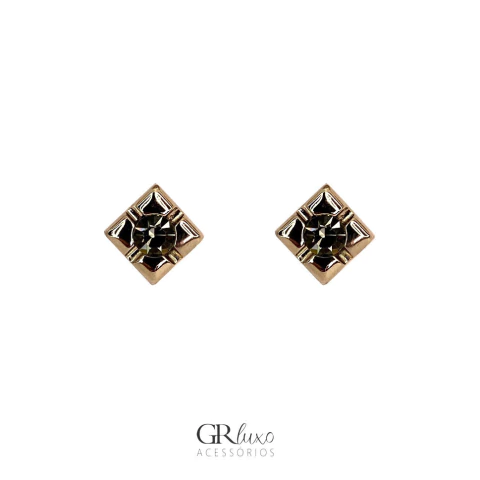 Brinco cristais black diamond prata velho | Morena Canela