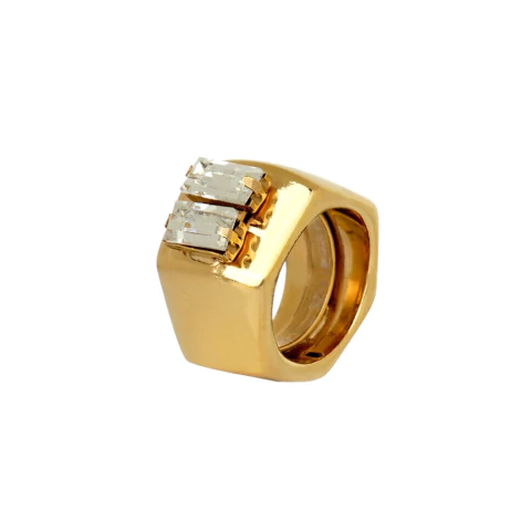 Anel eletroform Glow cristal ouro | Cristina Sabatini