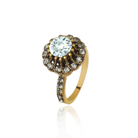 Anel Lustre azul claro ouro vintage | Monica Di Creddo