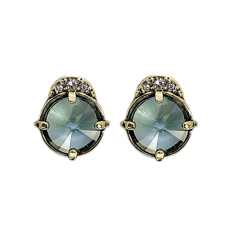 Brinco Cristal Cônico Azul Esverdeado Claro Ouro Velho | Estela Geromini - comprar online