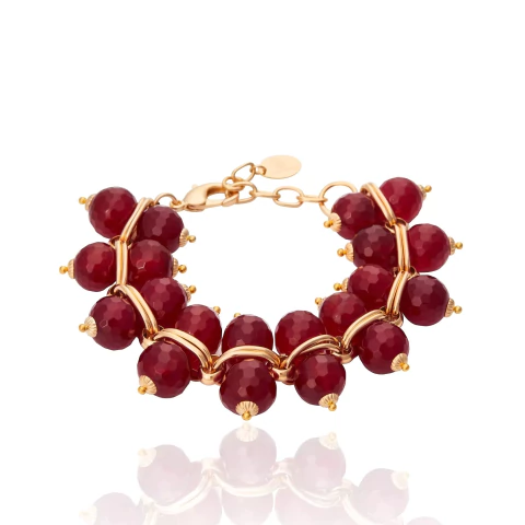 Pulseira India Cristal Facetado Rubi Banho Ouro 18K | Cristina Sabatini - comprar online