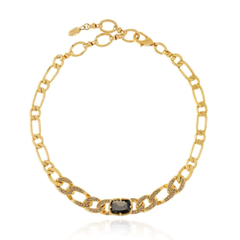 Choker / Colar Cristais Rock Lovers Ouro Vintage | Claudia Arbex - comprar online