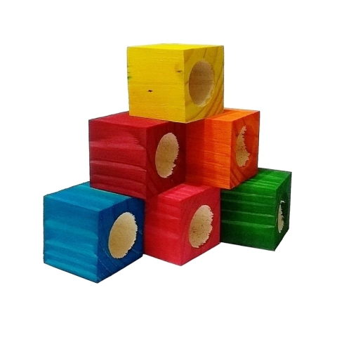 Mini Cubo Alfafeiro em Madeira Colorido Porta Feno Alfafa para Chinchila Roedores Coelhos Hamster Porquinho India