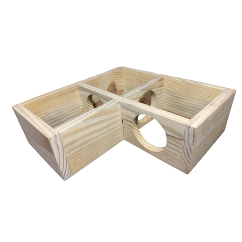 Toca em L Labirinto em Madeira Pinus para Hamsters e Pequenos Roedores