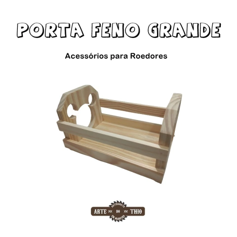 Alfafeiro Caixa Porta Feno Grande em Madeira Pinus atóxica para Roedores em geral