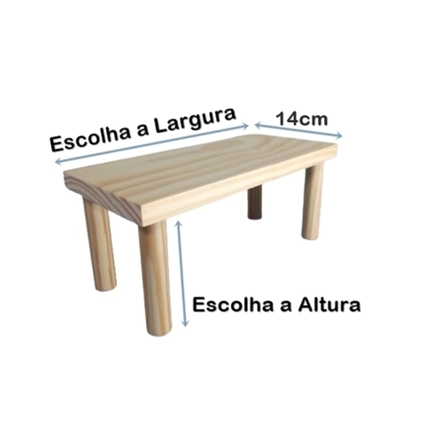 Plataforma para Terrários e Gaiolas com 14cm Altura e Largura Variáveis