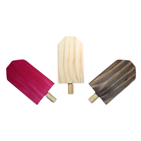 Brinquedo Sorvete Picolé em Madeira Pinus para Roedores