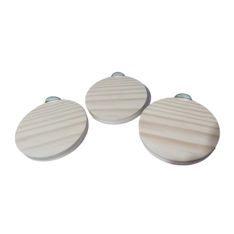 Kit Plataforma em Madeira Pinus Redonda para Gaiolas com Fixação Embutida Roedores Pássaros Chinchila Calopsita