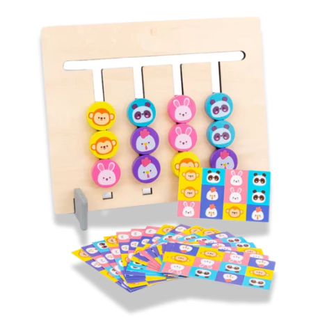 Brinquedos Montessori de lógica e sensorial de madeira