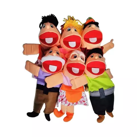 Kit Fantoches Família Feliz com 6 personagens