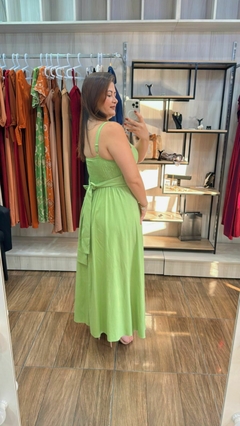 Vestido Aline em Linho - Verde na internet