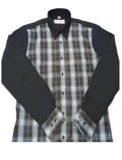 Camisa Slim Fit Cuadros Café