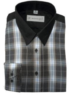 Camisa Slim Fit Cuadros Café
