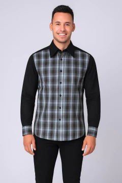 Camisa Slim Fit Cuadros Café - comprar en línea