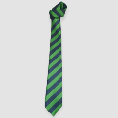 Corbata de rayas verdes y azules, elegante y moderna, ideal para ocasiones formales.