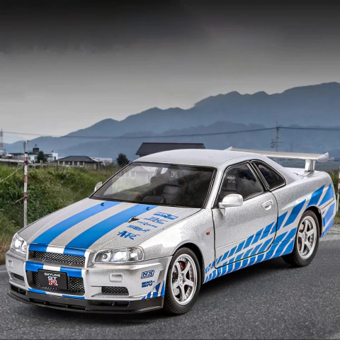 Miniatura Nissan Skyline GT-R R34 (Brian O'Conner) 1/24 | Velozes e Furiosos (COM LED)