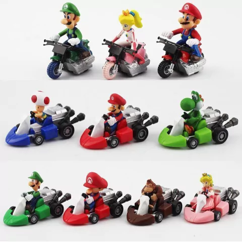 Conjunto 10 Carrinhos Miniaturas Mario Kart | Super Mario Bros