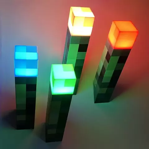 Luminária Tocha Minecraft LED (4 Cores) | Minecraft Decoração