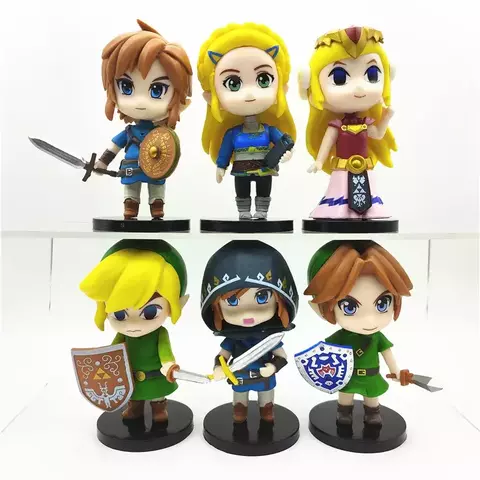 Conjunto 6 Action Figures The Legend of Zelda | Q Posket (Link e Zelda)