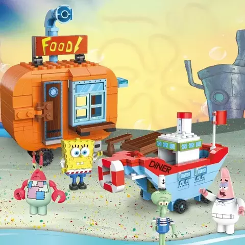 Blocos de Montar Restaurantes Fenda do Bikini (64 Peças) | Bob Esponja