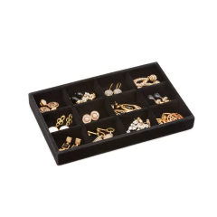 Bandeja Joia 12 Nichos Veludo Preto - P - comprar online