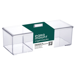 Organizador Acrílico Com Tampa e Divisórias Elegance 23x9x8,5 cm