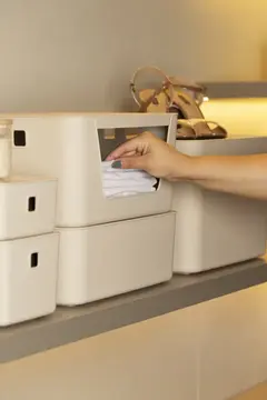 Organizador com Tampa Fly 6 l 34x26x8 cm - Creme - loja online