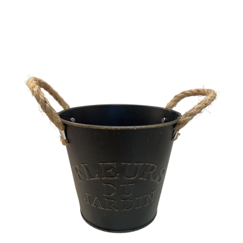 Cachepot Metal Com Alça - Preto