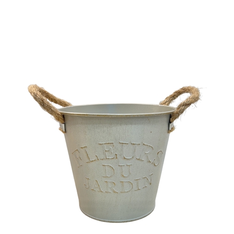 Cachepot Metal Com Alça - Bege