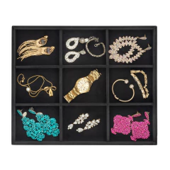 Bandeja Joia 9 Nichos Veludo Preto - G na internet