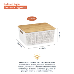 Caixa Organizadora Com Tampa de Bambu 12 l - Branca - comprar online