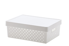 Cesto Organizador Quadratta com Tampa Branco 39x29x14 cm