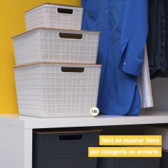 Caixa Organizadora Com Tampa de Bambu 18 l - Branca - loja online