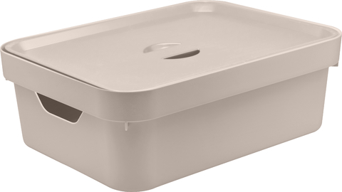 Caixa Organizadora Cube M 10,5 litros Com Tampa - Bege
