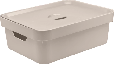 Caixa Organizadora Cube M 10,5 litros Com Tampa - Bege