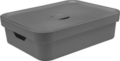 Caixa Organizadora Cube G 16 litros Com Tampa - Chumbo