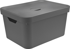 Caixa Organizadora Cube G 32 litros Com Tampa - Chumbo