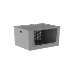 Cesto Flow Com Tampa e Abertura Frontal 34x27x17,4 cm - Chumbo