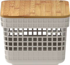 Cesto Organizador Grid Tampa Bambu 2,5 l Bege - Lavize