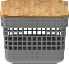 Cesto Organizador Grid Tampa Bambu 2,5 l Chumbo - Lavize