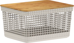 Cesto Organizador Grid Tampa Bambu 8 l Bege - comprar online