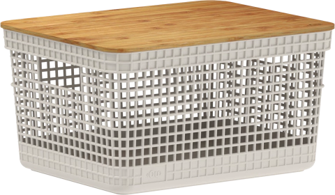 Cesto Organizador Grid Tampa Bambu 8 l Bege - comprar online