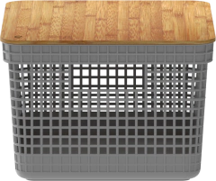 Cesto Organizador Grid Tampa Bambu 8 l Chumbo - Lavize
